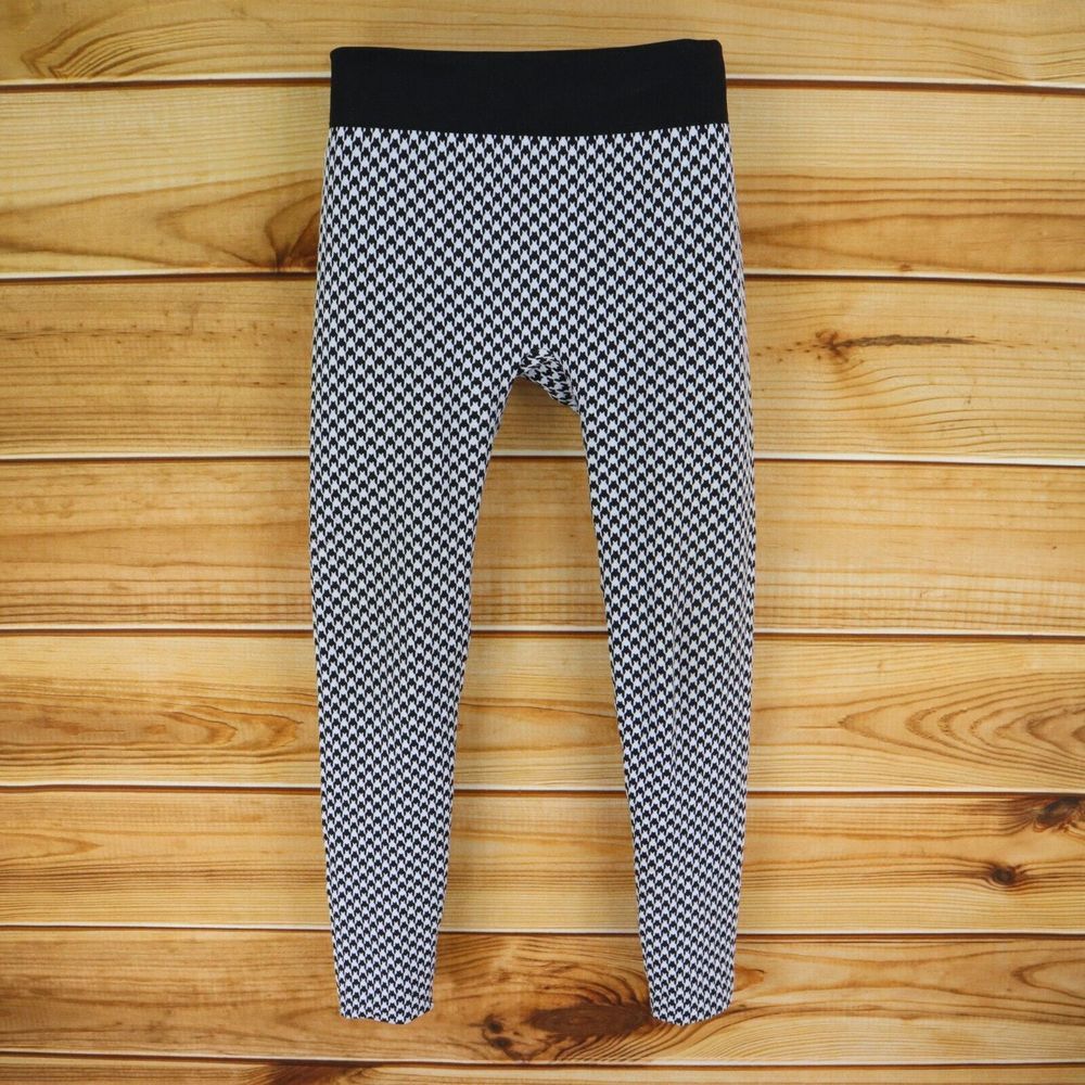 Nine West Leggings Womens Size M/L Black White Houndstooth Comfort Waistband